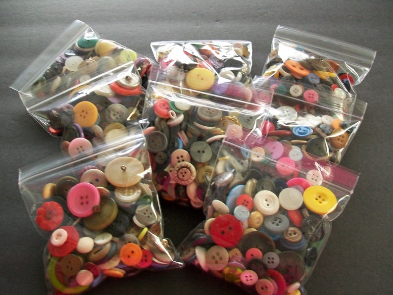 Bulk Button Assortment, Vintage Old and New Buttons, 4oz, Mixed Button Bag Lot, Plastic Buttons, Metal Buttons, for DIY Crafts, Sewing, Art image 2