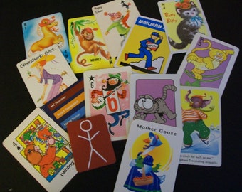 Vintage Children's Playing Cards, Kids Game Cards, 32 pcs., Collector Cards, Junk Journal Supply, Paper Ephemera, Mixed Media, Collage