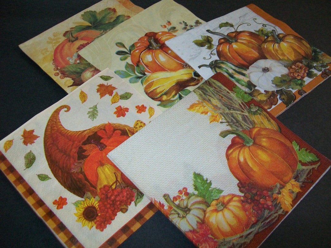 Fall Paper Napkins Set of 16 Decoupage Napkins Paper Etsy
