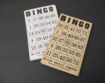 Vintage Bingo Game Cards, 6 pcs. Vintage Game Card Assortment, Junk Journal Supply, Smash Book, DIY Crafts