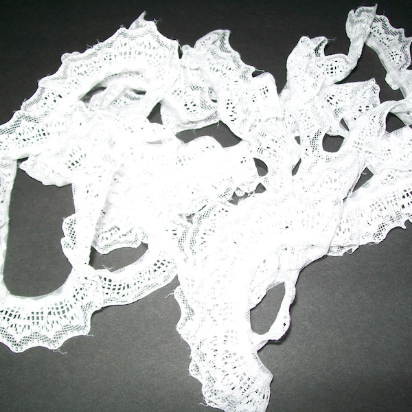 White Lace, 4yd Each, Lace Journals, Snippets, Junk Journals, Lace Clusters, Embellishments, Sewing, Doll Clothes, DIY Crafts, Lace Destash