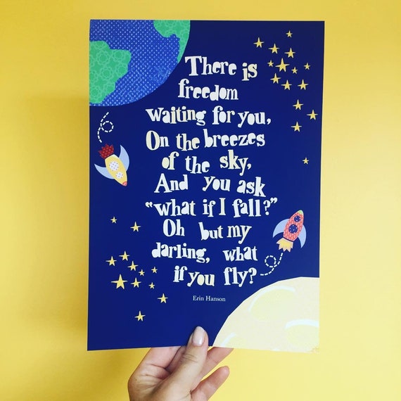 Space Print Space Bedroom There Is Freedom Waiting Print Erin Hanson Print Space Themed Nursery Art Children S Print New Baby Gift