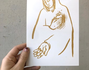 Immaculate Heart screen prints- Gold