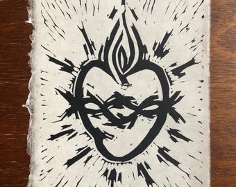Sacred Heart woodcut