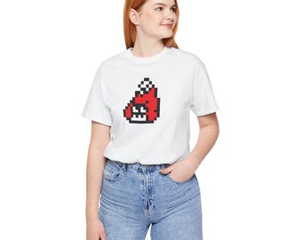 8-Bit Firefin: Splatoon-Inspired Short Sleeved T-Shirt (Unisex) Red