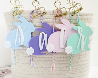 Acrylic Bunny Initial Tag