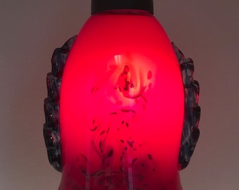 Lampada a sospensione in vetro soffiato a mano: "Red Flames" Illuminazione in vetro soffiato a mano di Brice Turnbull - hardware di illuminazione incluso