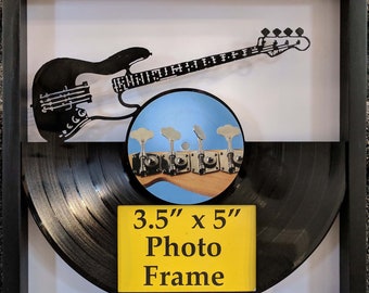 Acoustic Guitar Design Real Oak Picture Frame 4 x 6 With Hand Cast Pewter Motif Rock Pop Musician Music Gift
