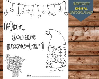 Gnome Coloring Page for Mother's Day