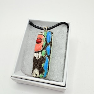 Handmade Ceramic Pendant Necklace - abstract jewellery art - Handmade ceramic unique jewellery gift. Statement gift of one off jewellery