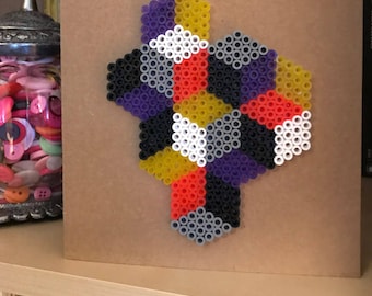 Handmade Geometric Optical Art Hama Bead Heart Greeting Card