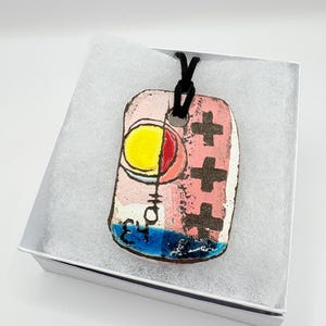 Hand Painted Ceramic Pendant Necklace - Abstract Art Jewelry - Handmade Ceramic Necklace - Unique Gift for Her - Statement Necklace