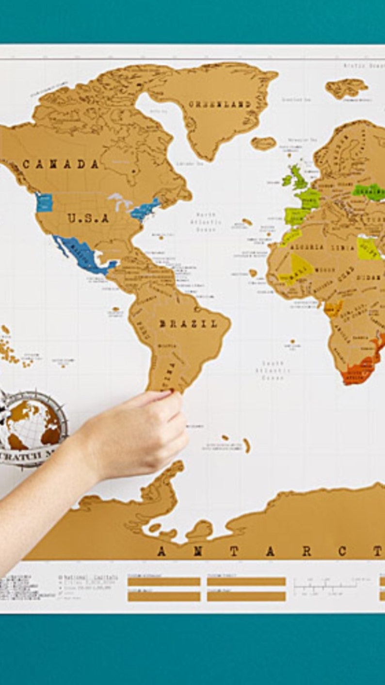 Personalized Scratch Map. Custom Handlettered for You. Gold Etsy