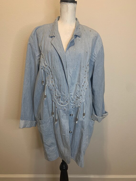 Rhinestone Studded Blue Jean Jacket - image 1