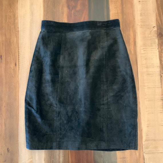 Black Suede Leather Skirt
