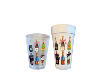 Champagne Bottle Cups – Vibrant Printed Foam & Shatterproof Toasting Drinkware