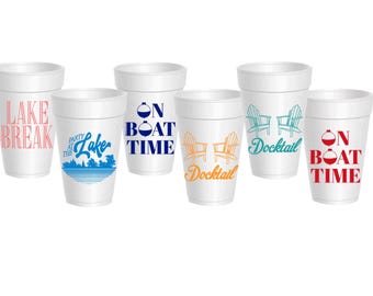 Lake Break Foam Cups: Docktail, Boat Time, Floats Well Others
