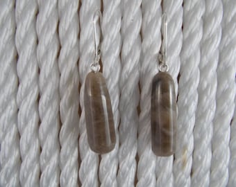 EP#154 Petoskey Stone Ohrhänger mit Hebelhaken aus Sterlingsilber.