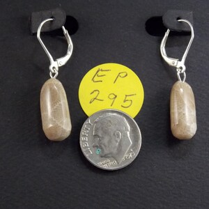 EP#295  Petoskey Stone dangle earring with sterling silver lever back hooks.