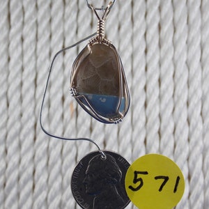PSXS571 Petoskey and Leland blue mounted side by side,  wrapped in solid sterling silver.