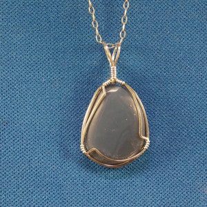 PLB#509 SS Leland Blue Stone pendant wire wrapped with solid sterling silver