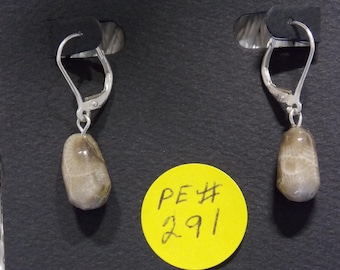 EP#291 Petoskey Stone Ohrhänger mit Sterlingsilber Klappbrisuren.