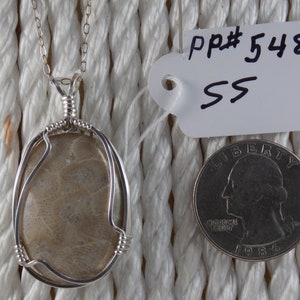 PP#548SS Petoskey stone wire wrapped with solid sterling silver.