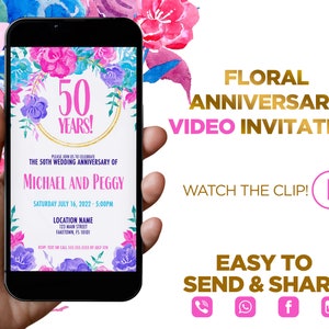 Floral Anniversary Digital Video Invitation