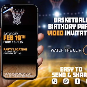 Basketball Birthday Party Video Invitation (Digital Evite)