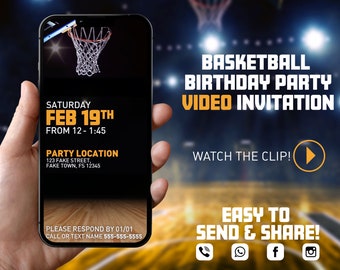 Basketball Birthday Party Video Invitation nba video invite, basketball evite, sports birthday party, basketball theme party, March Madness