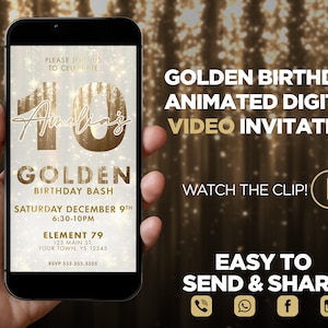 Golden Birthday Animated Digital Video Invitation