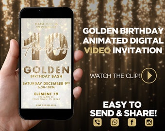 Golden Birthday Animated Digital Video Invitation