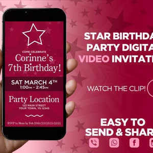 Star Birthday Party Digital Video Invitation, American Girl Star Video Invite, Custom Invite, Girl Star Animated Video, American Girl