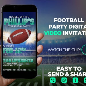 Football Birthday Party Video Invitation, NFL video invitation, football animated evite, football video invite, sports birthday party