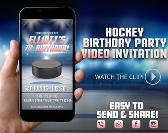 Hockey Birthday Party Video Invitation: Sports Theme Evite (Any Age)