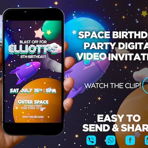 Space Party Birthday Video Invitation