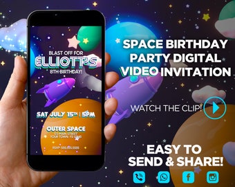 Space Party Birthday Video Invitation
