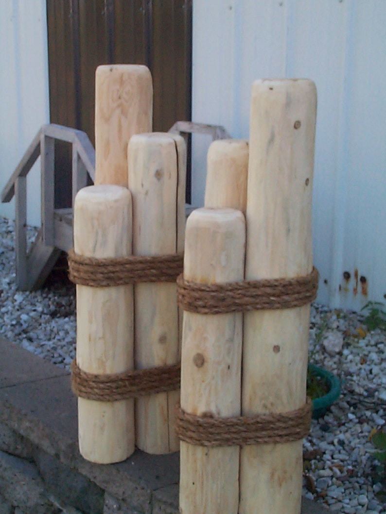 2 Wood Pilings Nautical Piers Lawn or Dock Ornaments Cedar Etsy