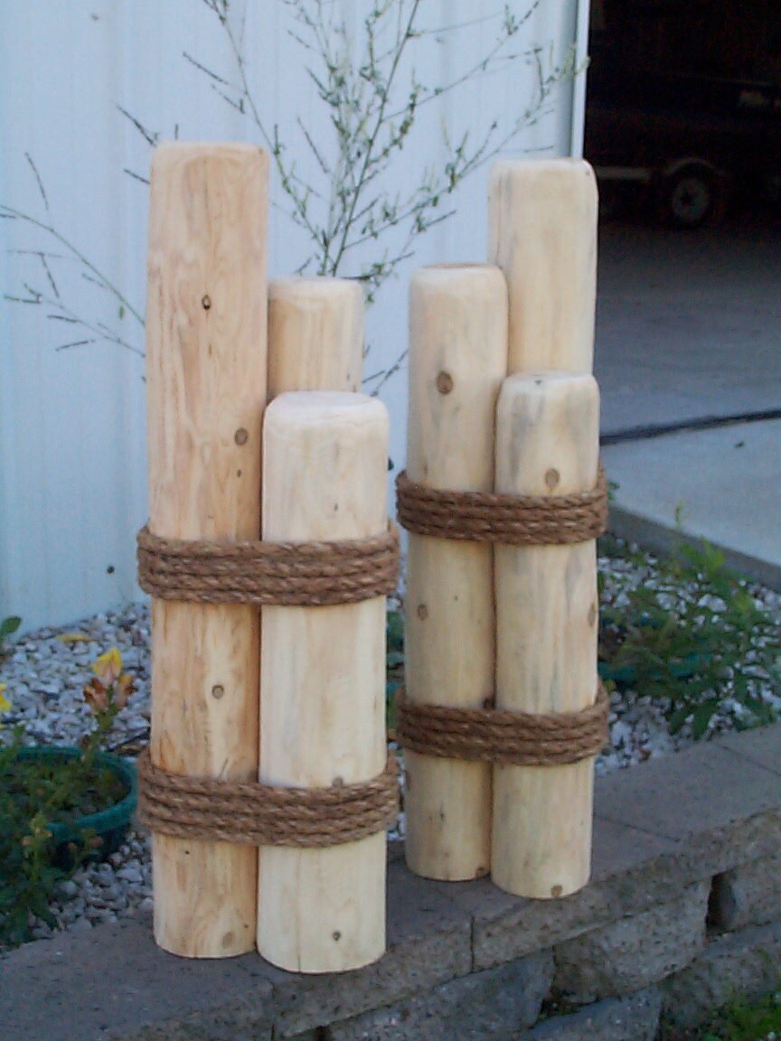 2 Wood Pilings Nautical Piers Lawn or Dock Ornaments Cedar Etsy