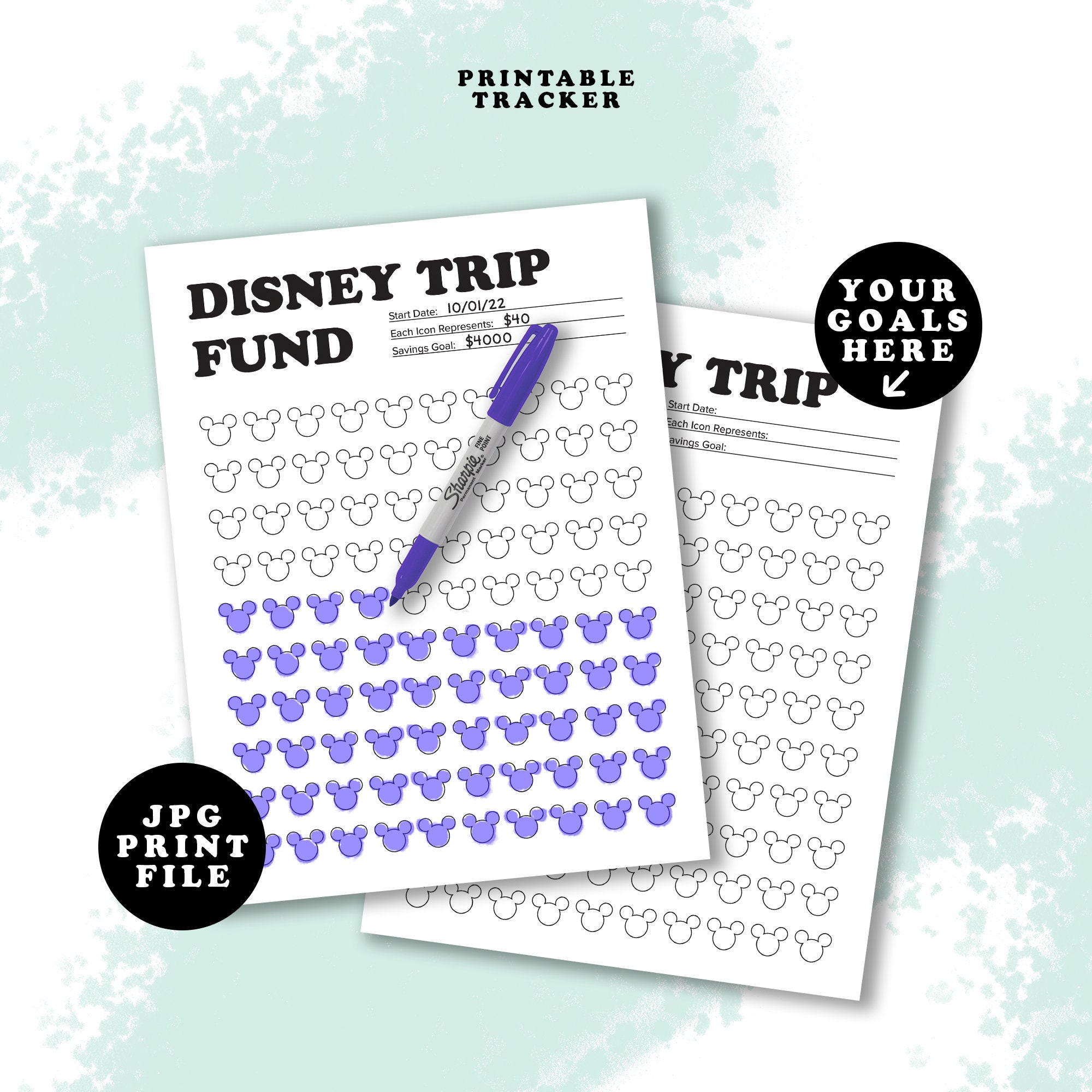 Mickey Vacation Saving Goal Tracker | Digital Download Printable ...