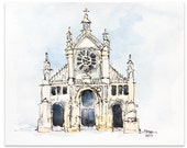 Wedding Venue Custom Watercolor Painting - Church 7"x10" - Made to Order - Fast Sketch Style