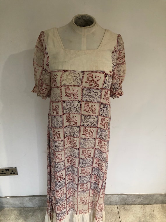 Indian Block Print Cheesecloth Seventies Maxi Dre