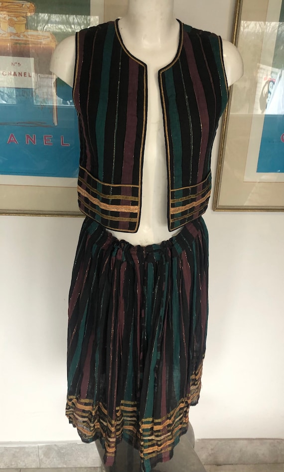 Seventies Phool Block Print Stripe Jacket /Gilet