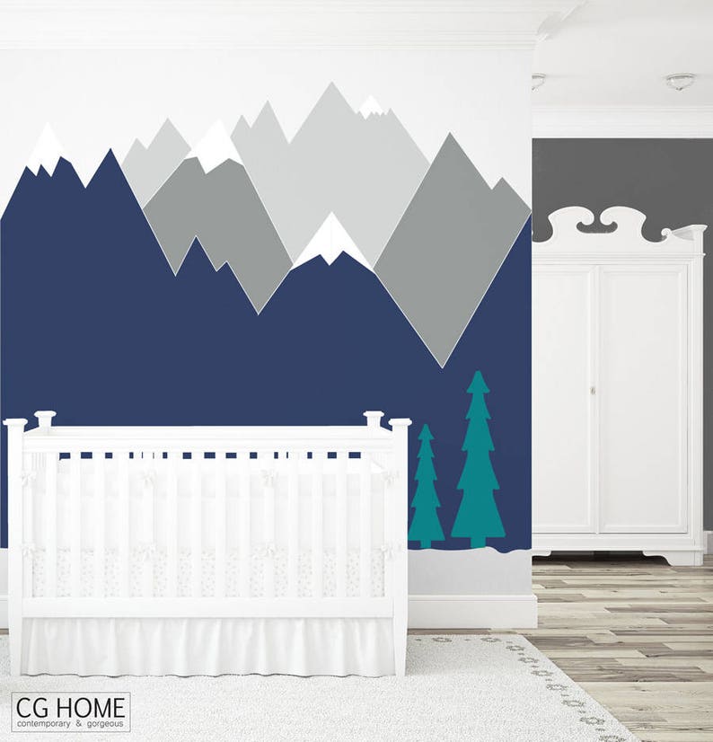 Mountains Wall Decal Nursery Wall Art Headboard Kids Toddlers Baby Room Wall Decor Corner Wall Sticker Self Adhesive Woodland Mountains008 Home Living Wall Decor Delage Com Br