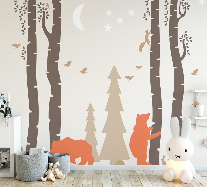 Brown Bear Wall Decal Forest Animals Adventure Woodland Etsy