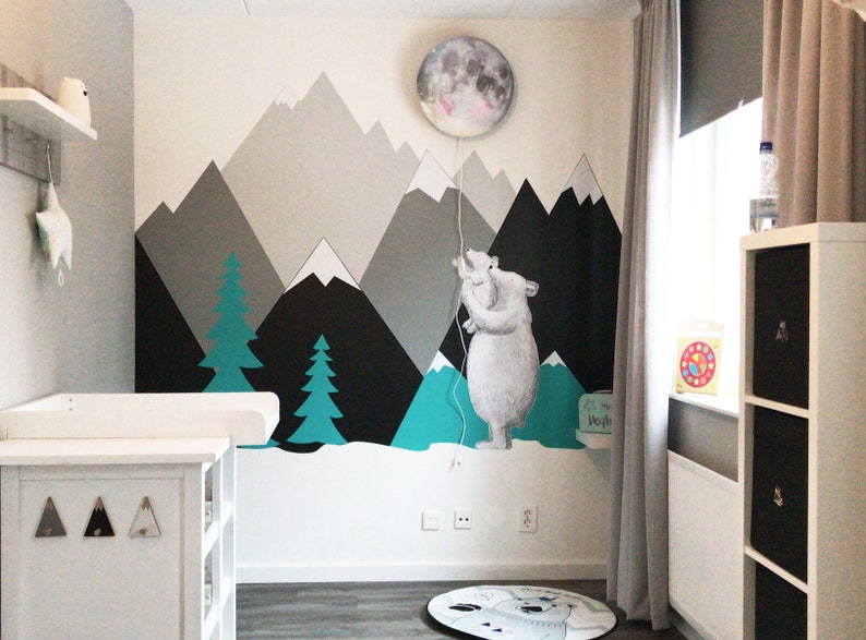 Mountains Wall Decal Woodland Baby Room Decor Nursery Art Kids Toddler Corner Sticker Self Adhesive Protection Mountains008