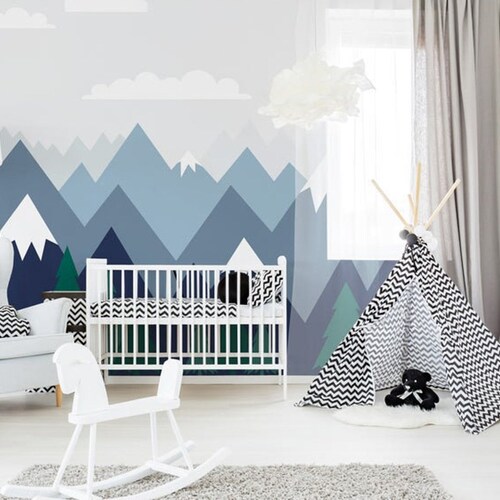 Mountains Self Adhesive Wallpaper Woodland Decal Nursery Baby Etsy