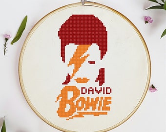DAVID BOWIE * easy cross stitch pattern, PDF // instant download