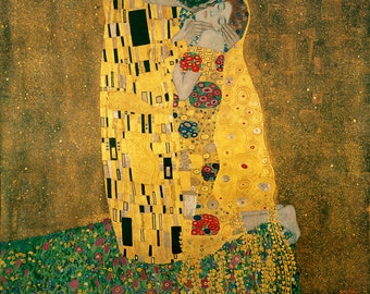 Gustav Klimt, The Kiss, Linen Canvas Oil Painting Reproduction, The Kiss by Gustav Klimt, Handmade Quality