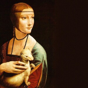 Leonardo da Vinci, The Lady with an Ermine, Linen Canvas Oil Painting Reproduction, Handmade, Museum Qualit